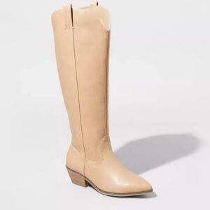 UNIVERSAL THREAD SOMMER KNEE HIGH WESTERN TALL BOOTS COWBOY BEIGE TAN SIZE 9